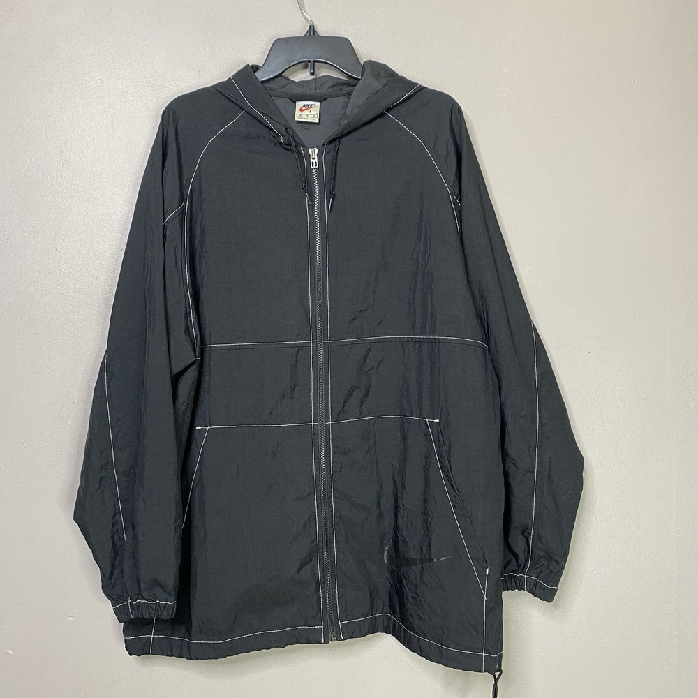Vintage‎ Nike Jacket Men Sz M Hooded Windbreaker Big Logo Oversized Baggy Y2K - Picture 2 of 15